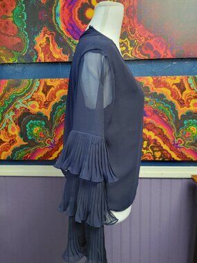 ~ Size X Small ~ See Through Sleeve ~ Huge 3 Tiered Bell Sleeve ~ Round Neck ~